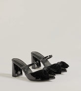 Classy Chic Bow Faux Leather Block Heels