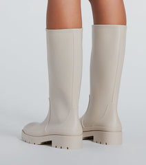 Trendy Statement Platform Under-The-Knee Boots