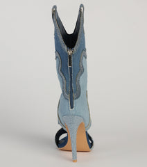 Diva Mode Denim Western Heeled Boots