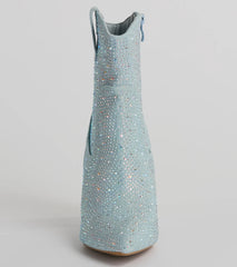 Country Star Glam Rhinestone Western Denim Booties