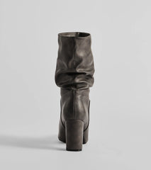 Trendy Scrunched Faux Leather Boots