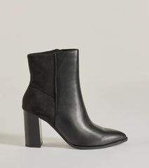Chic Staple Faux Leather and Faux Suede Ankle Booties