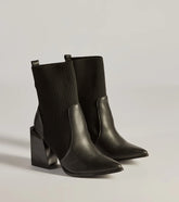 Runway Ready Faux Leather And Knit Ankle Booties