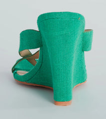 Summer Muse Linen Thong Wedges