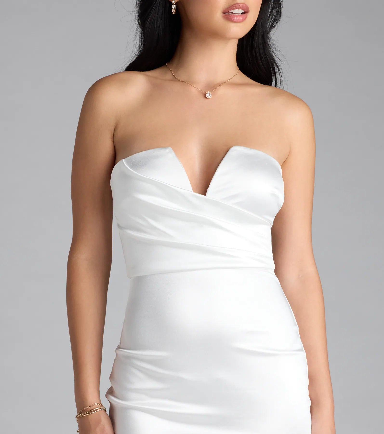 Krissy Satin Bodycon Formal Midi Dress