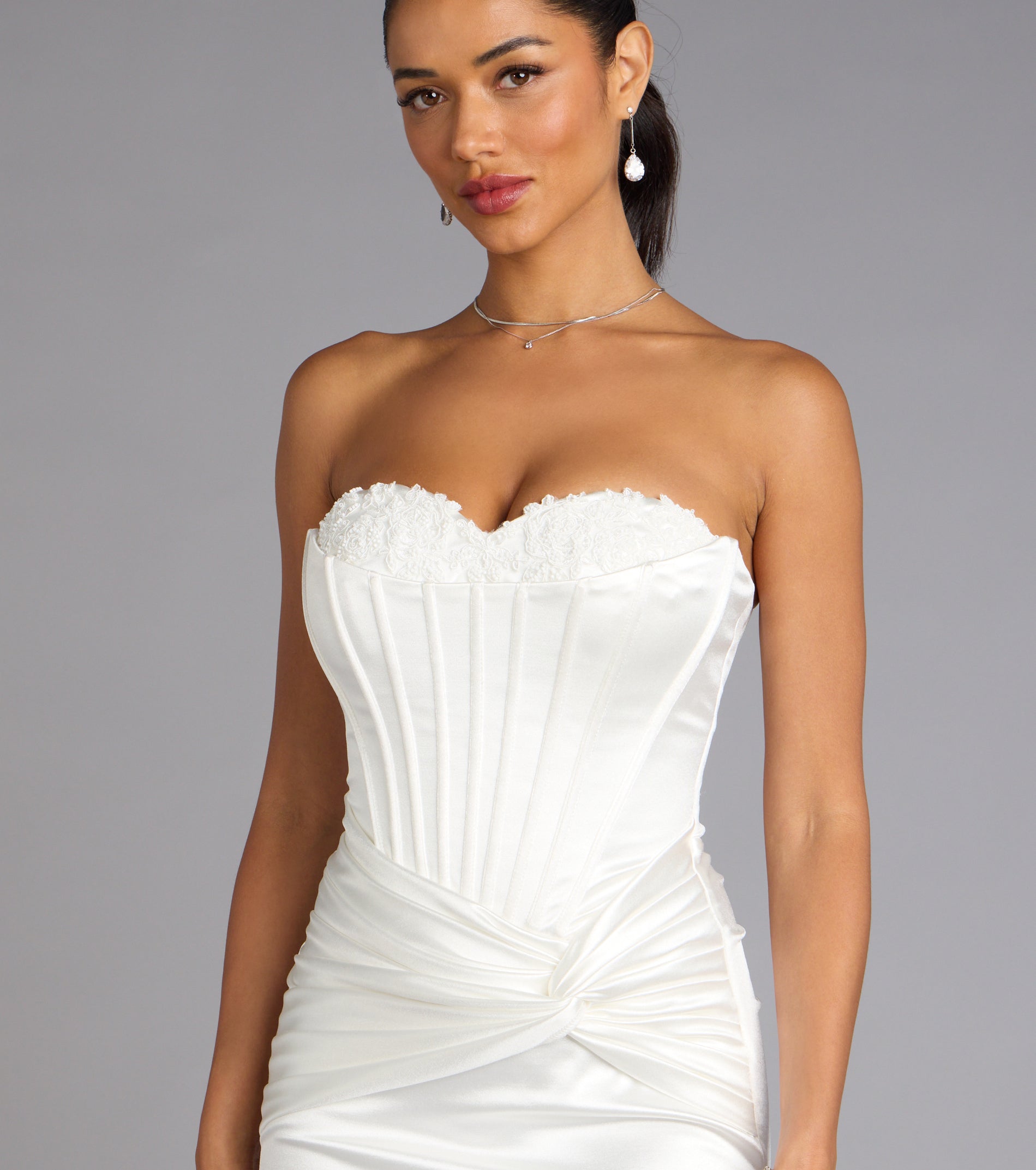 Alexia Satin Lace Bustier Mini Dress