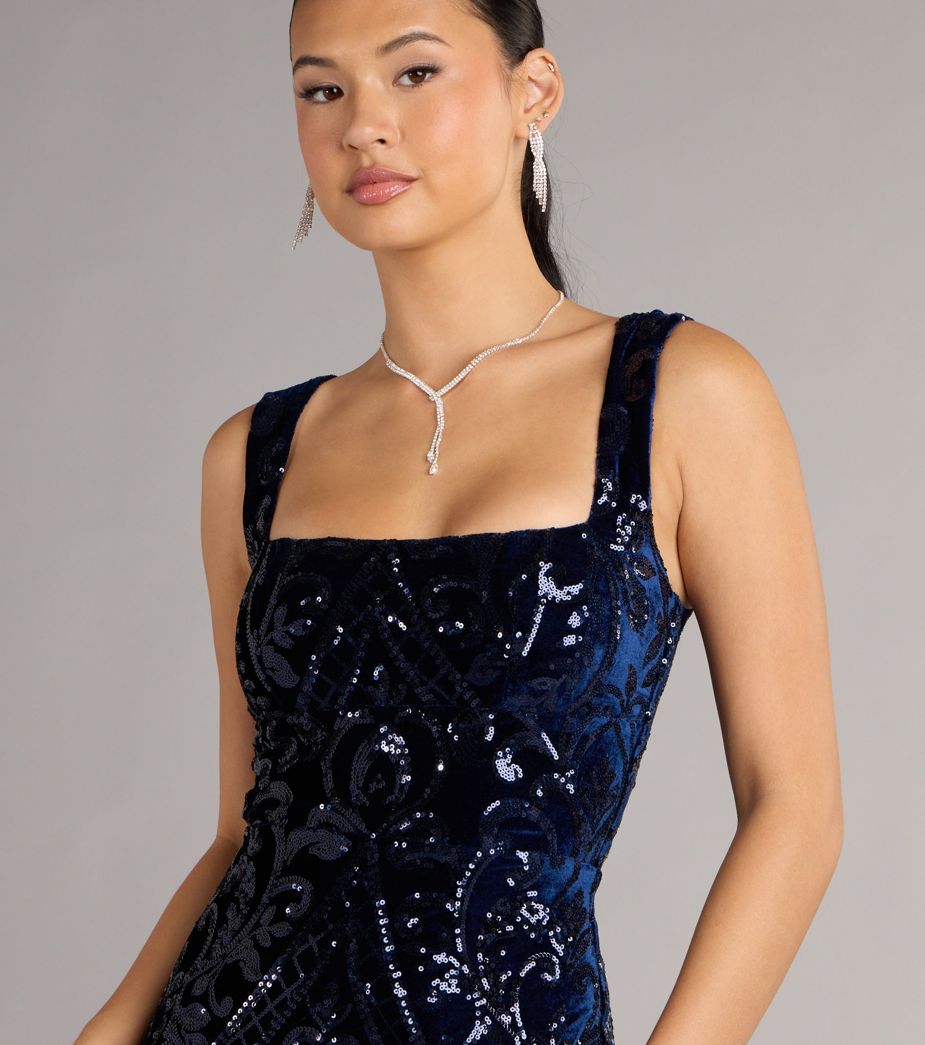 Aurora Sequin Velvet Lace-Up Mini Dress