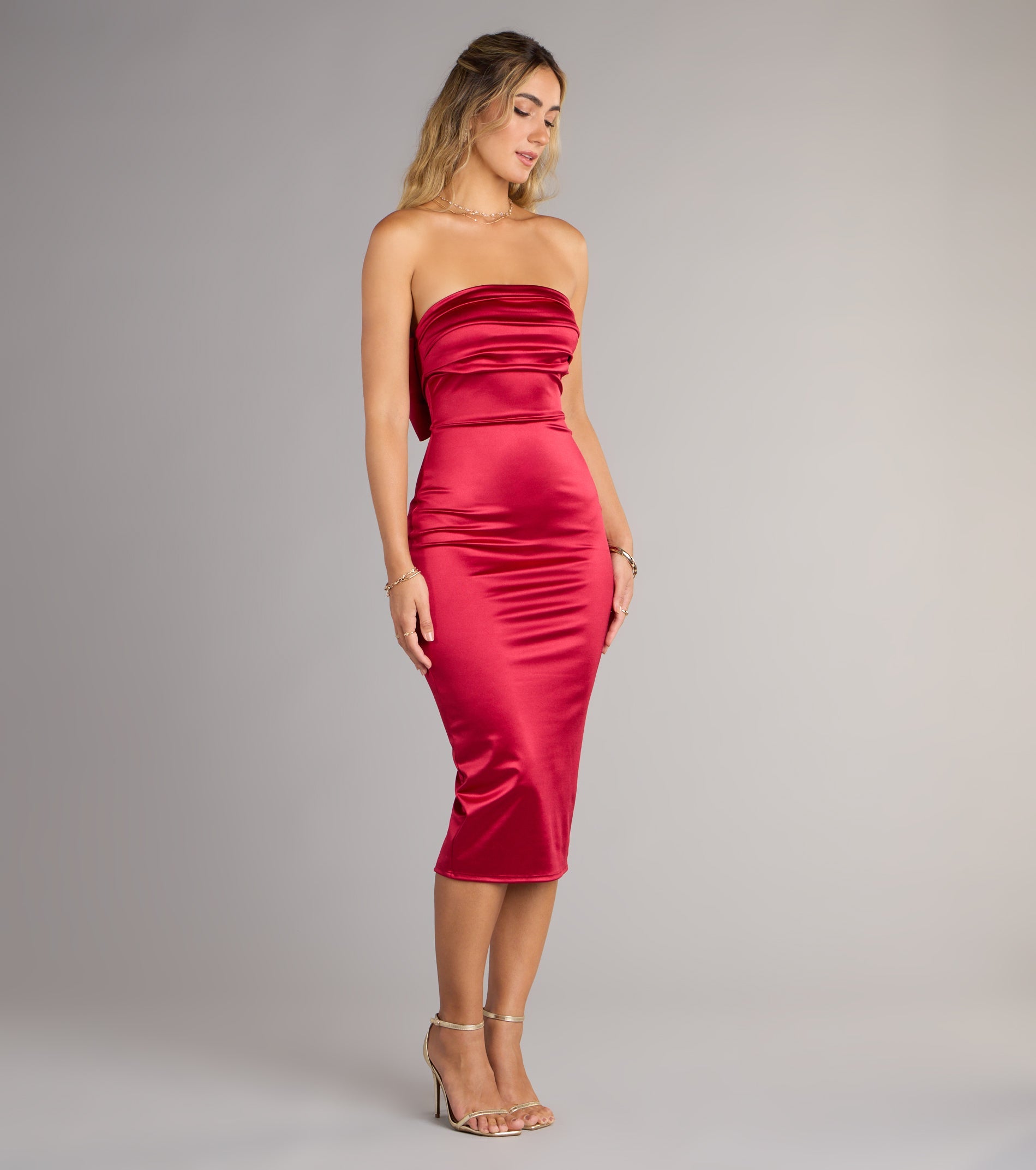 Renee Bow Satin Midi Dress