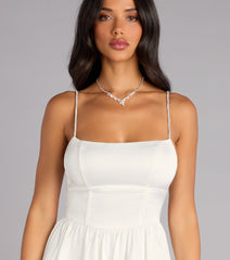 Malinda Satin Rhinestone A-Line Bubble Dress