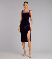Julie Velvet Slit Midi Formal Dress