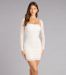 Tabitha Rhinestone Mini Dress with Shawl