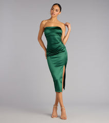 Krystal Satin Midi Formal Dress