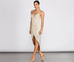 Star In Sequins Wrap Midi Dress