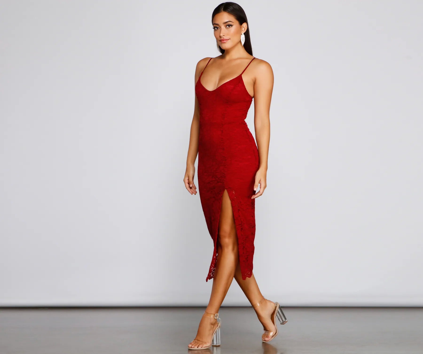 Seraphina Formal Sleeveless Lace Midi Dress