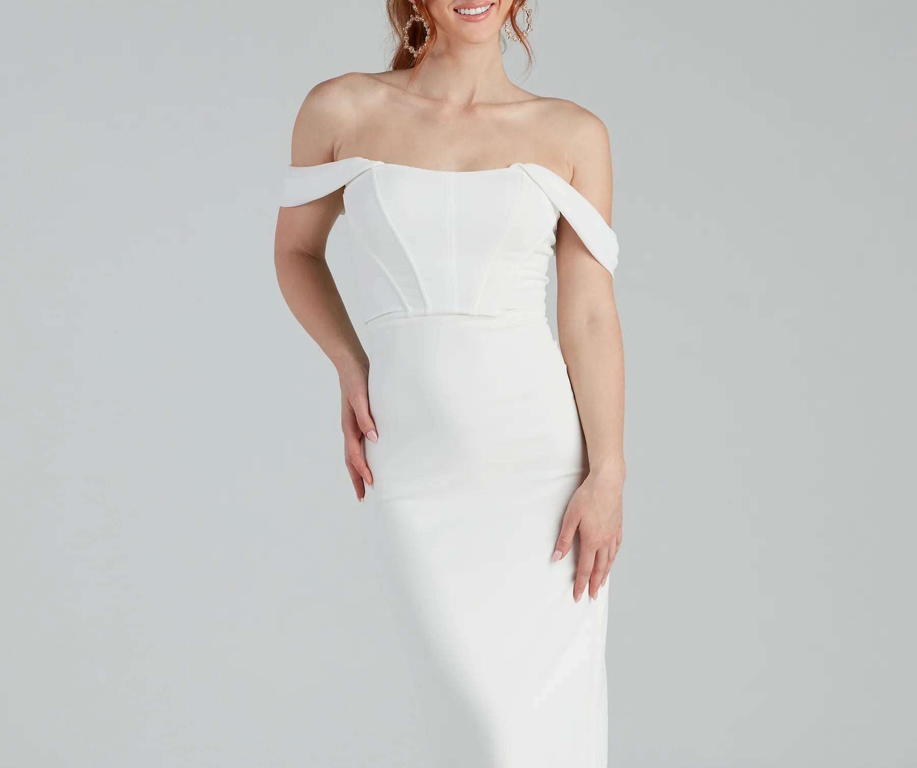 Sheila Crepe Corset Midi Formal Dress