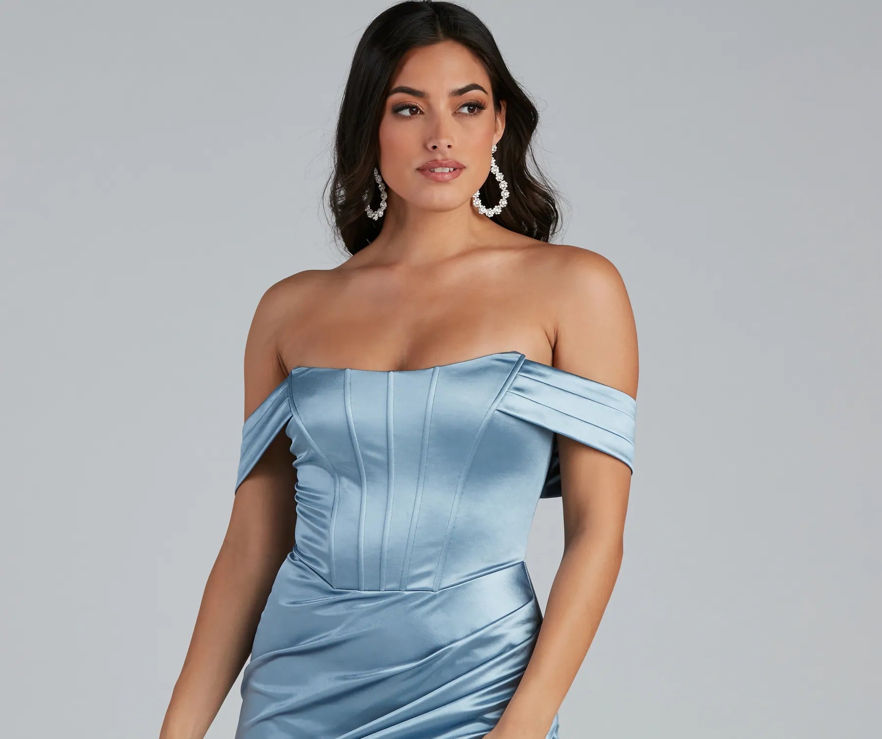 Coraline Satin Corset Wrap Formal Dress