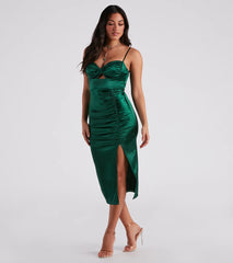 Twyla Formal Satin Cutout Midi Dress