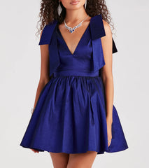 Mayva Taffeta Bow A-Line Short Dress