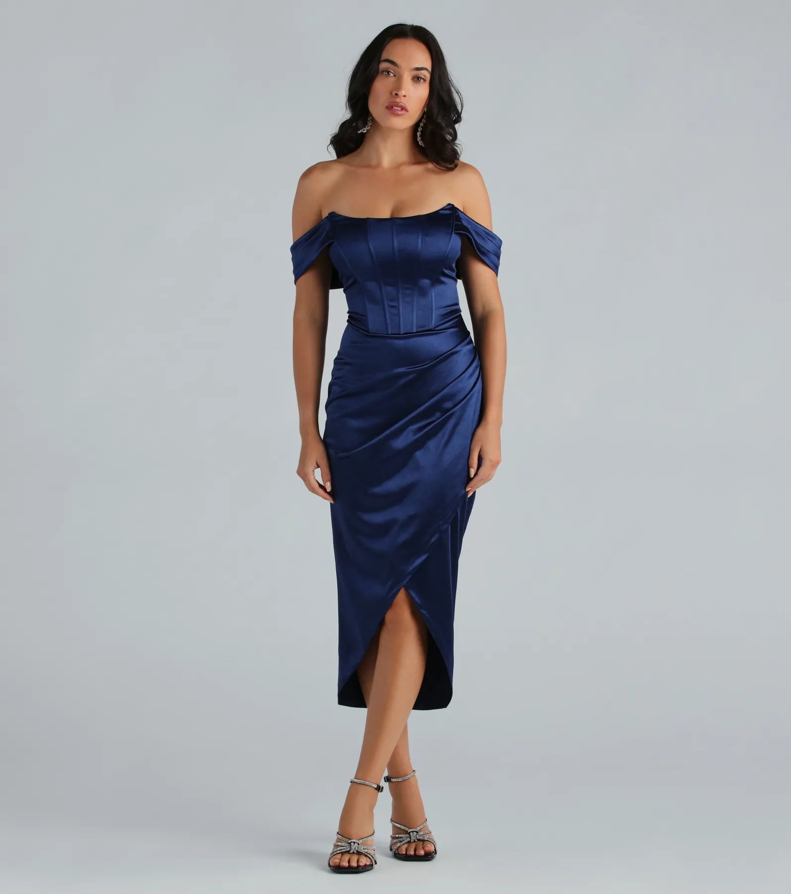 Coraline Satin Corset Wrap Formal Dress