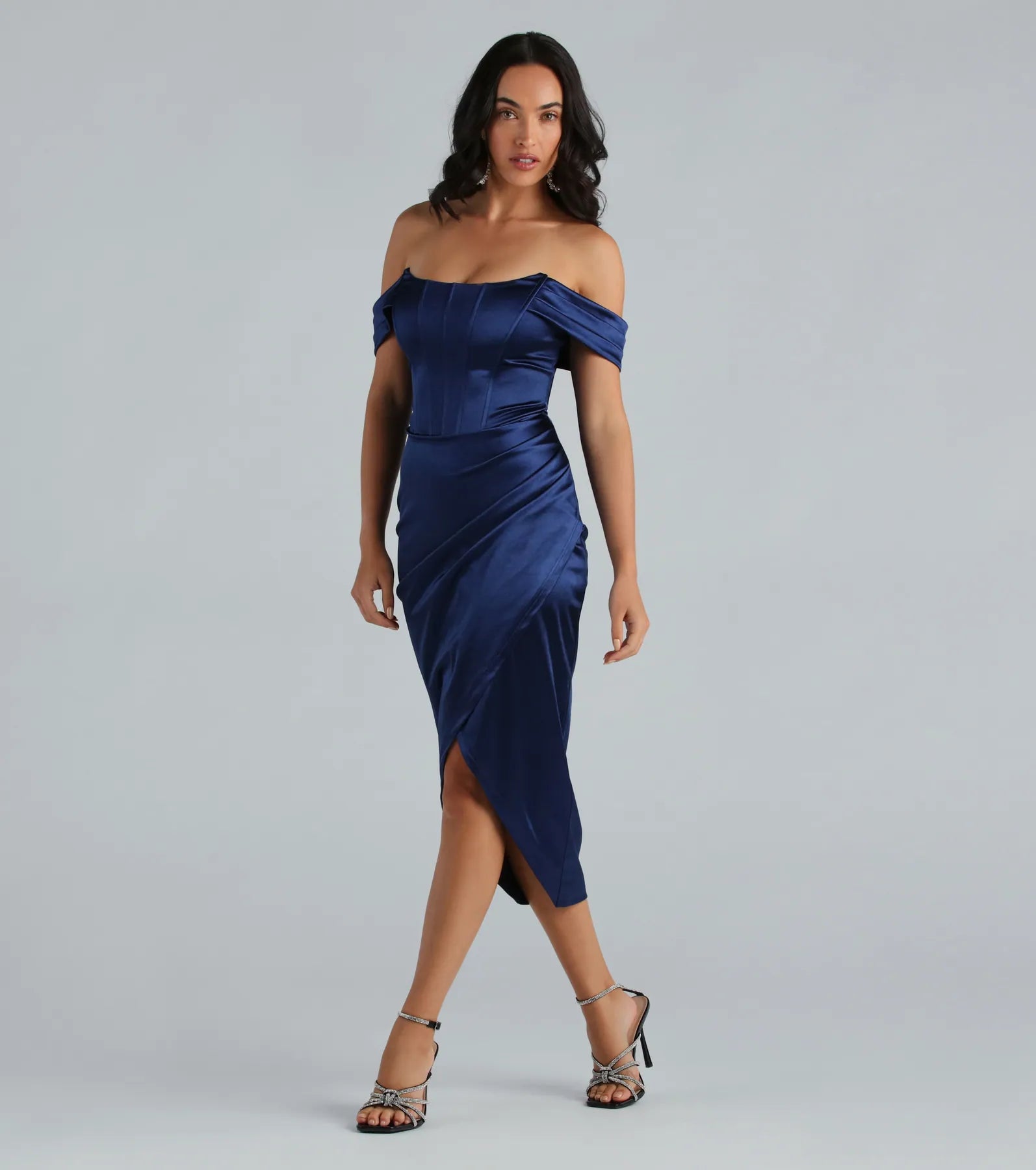 Coraline Satin Corset Wrap Formal Dress