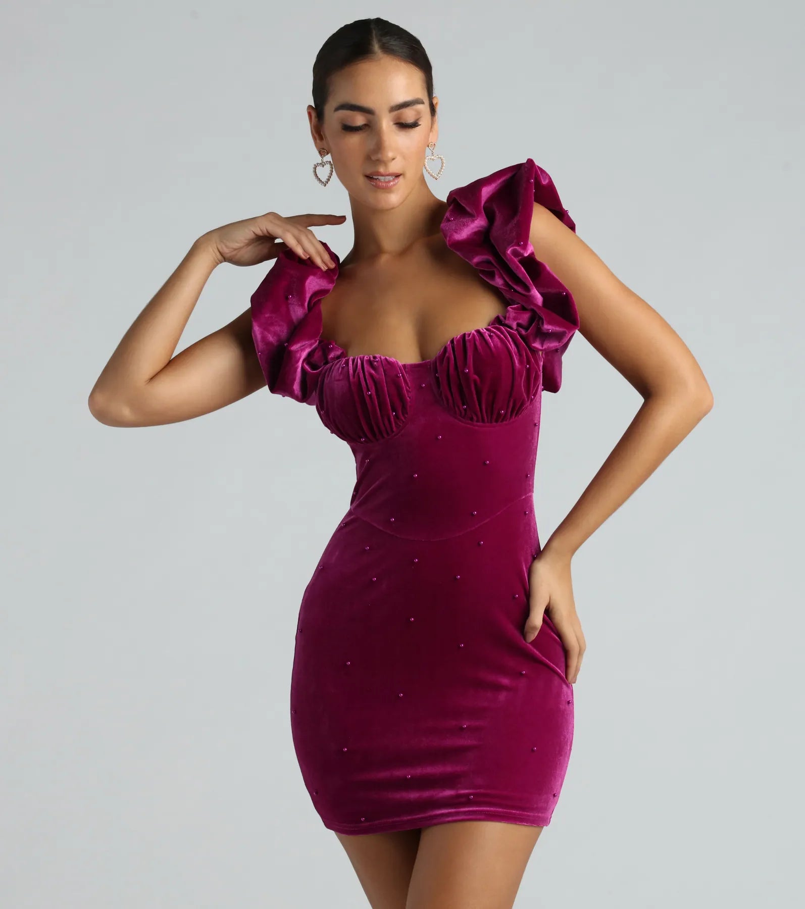 Rachael Velvet Faux Pearl Party Dress