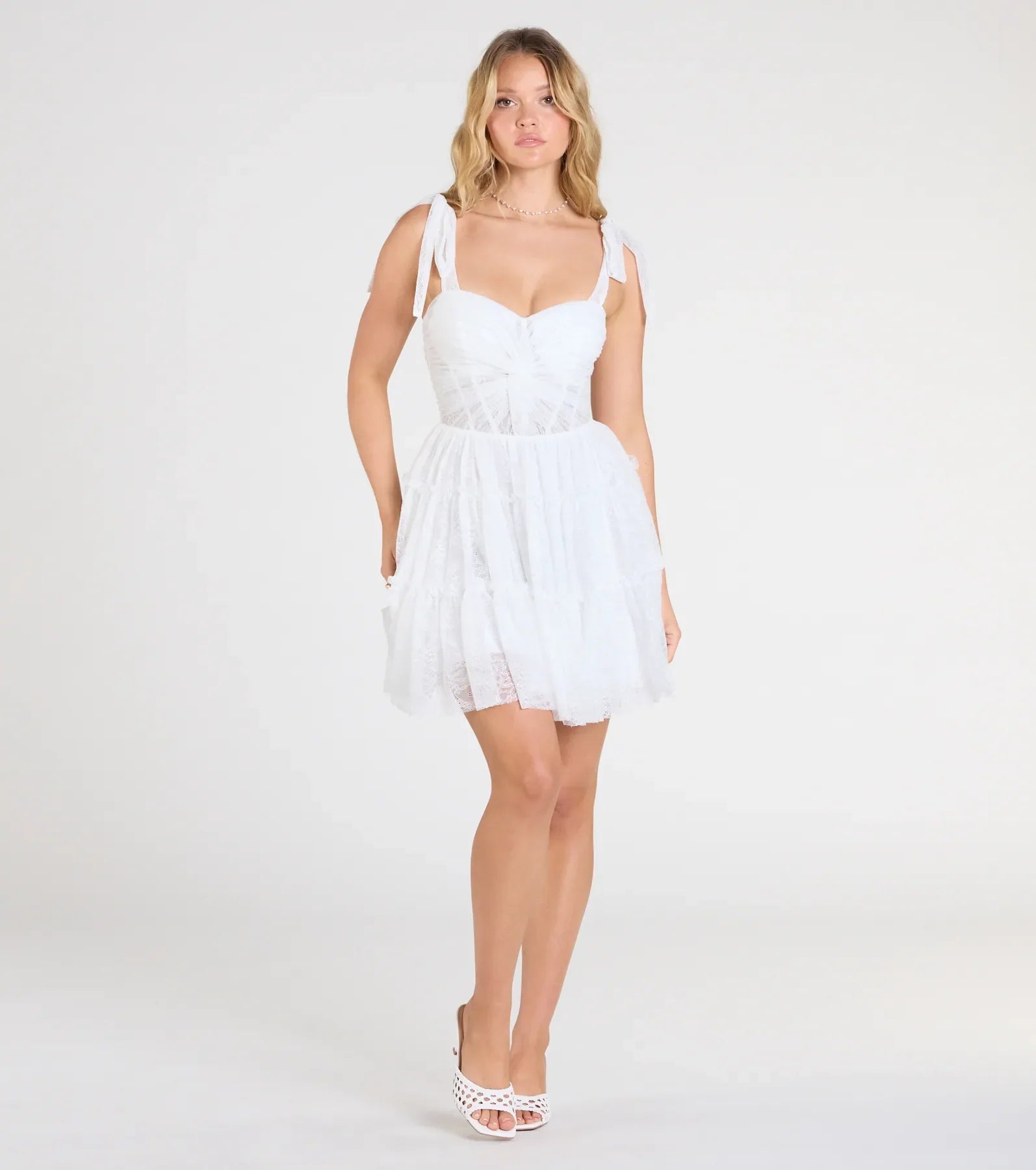 Cathy Sweetheart Corset A-Line Lace Short Dress