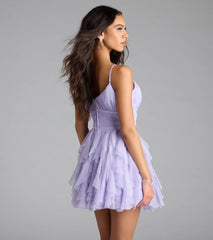 Louisa Ruffle Glitter Skater Short Dress