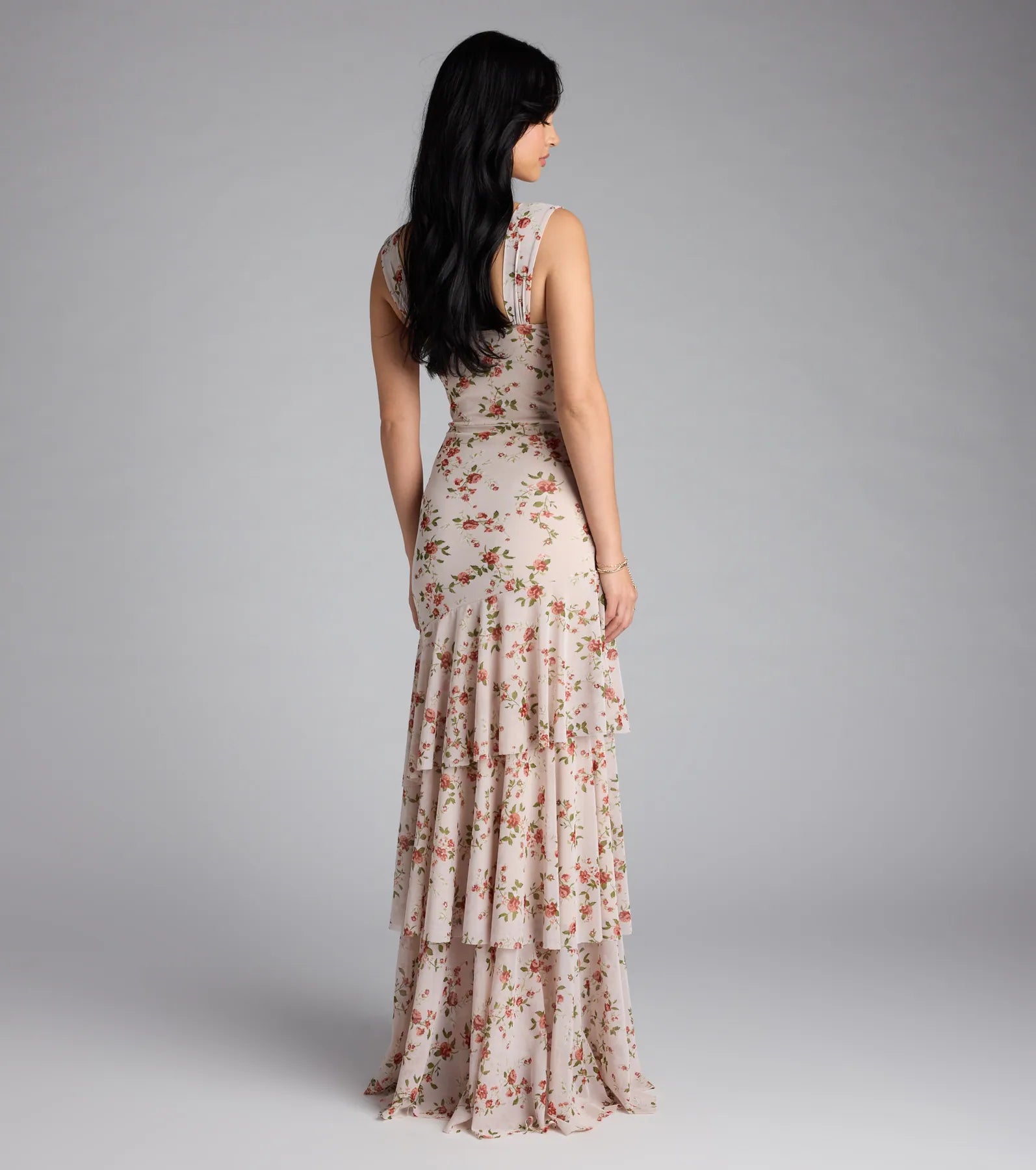 Melonie Corset Ruffled Mermaid Floral Formal Dress