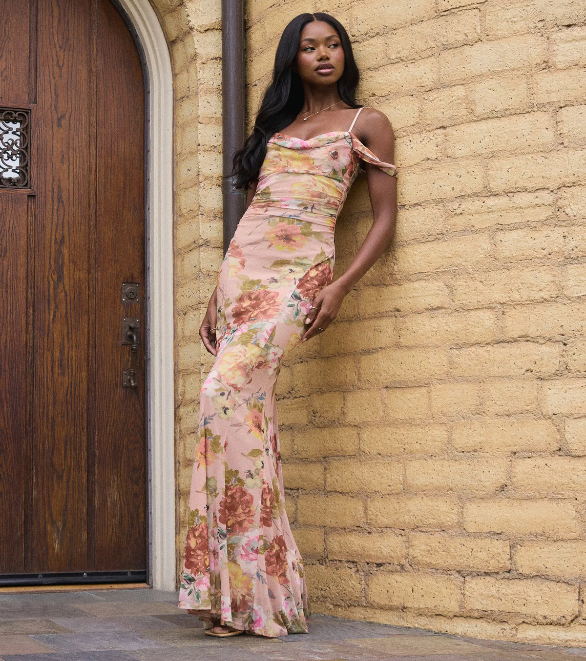 Holly Floral Cold Shoulder Mermaid Formal Dress