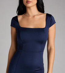 Gloria Cap Sleeve Tie Back Mermaid Formal Dress