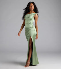 Edith One Shoulder Mermaid Satin Formal Dress
