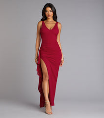 Ayden Ruffle High Slit Mermaid Dress