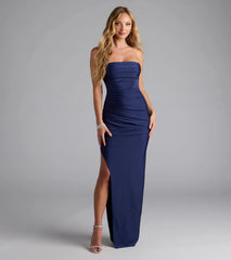 Anisley Strapless High Slit Column Formal Dress