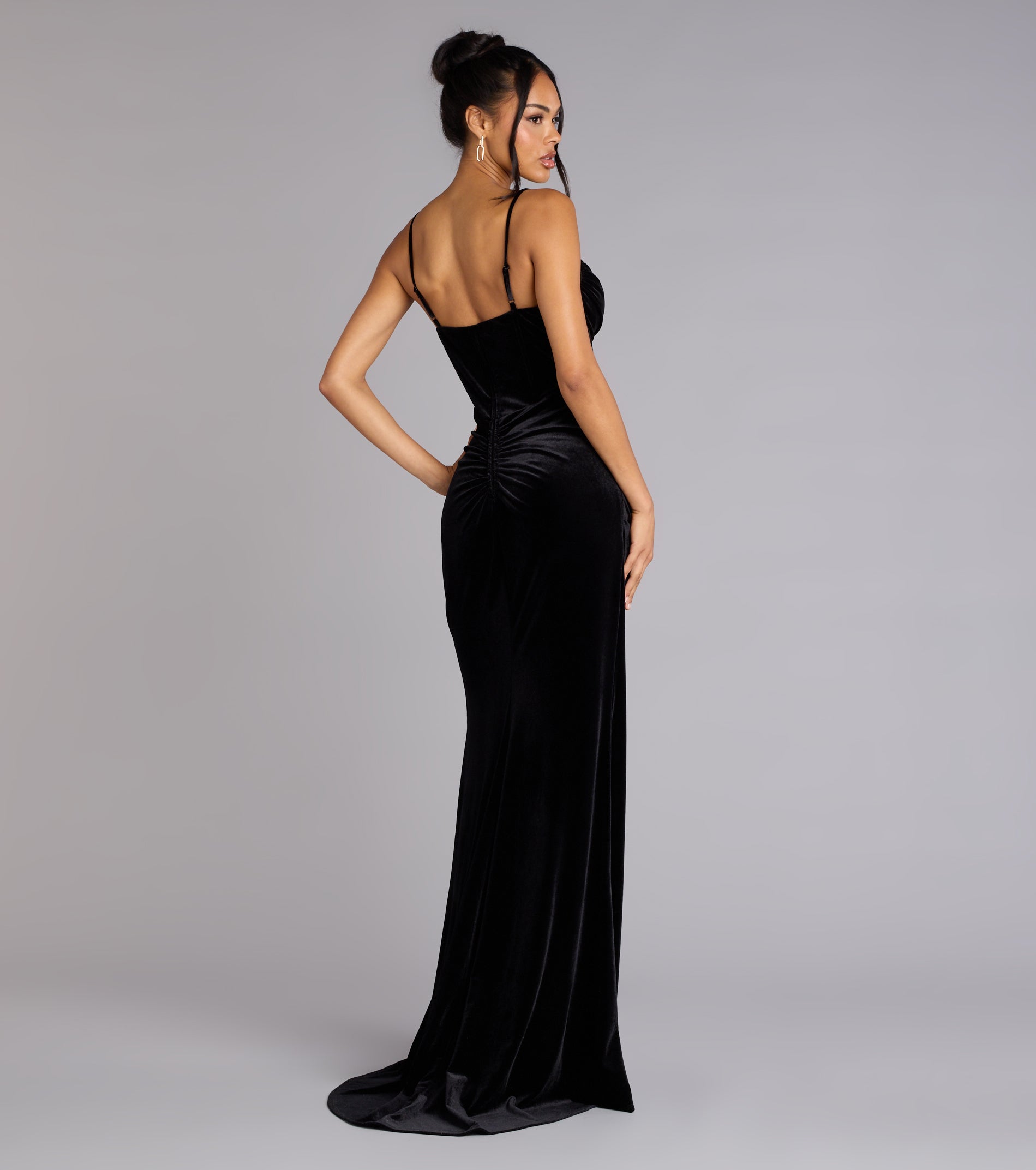 Fia Sleeveless Velvet Wrap Corset Mermaid Dress