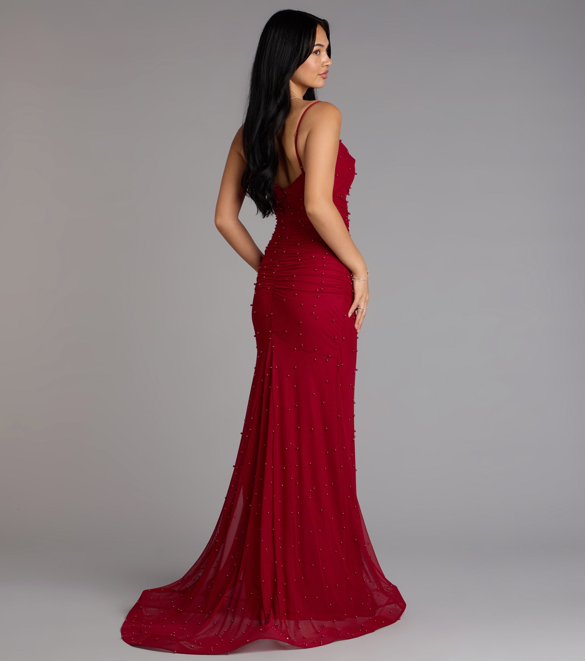 Adrianna Faux Pearl Mermaid Formal Dress