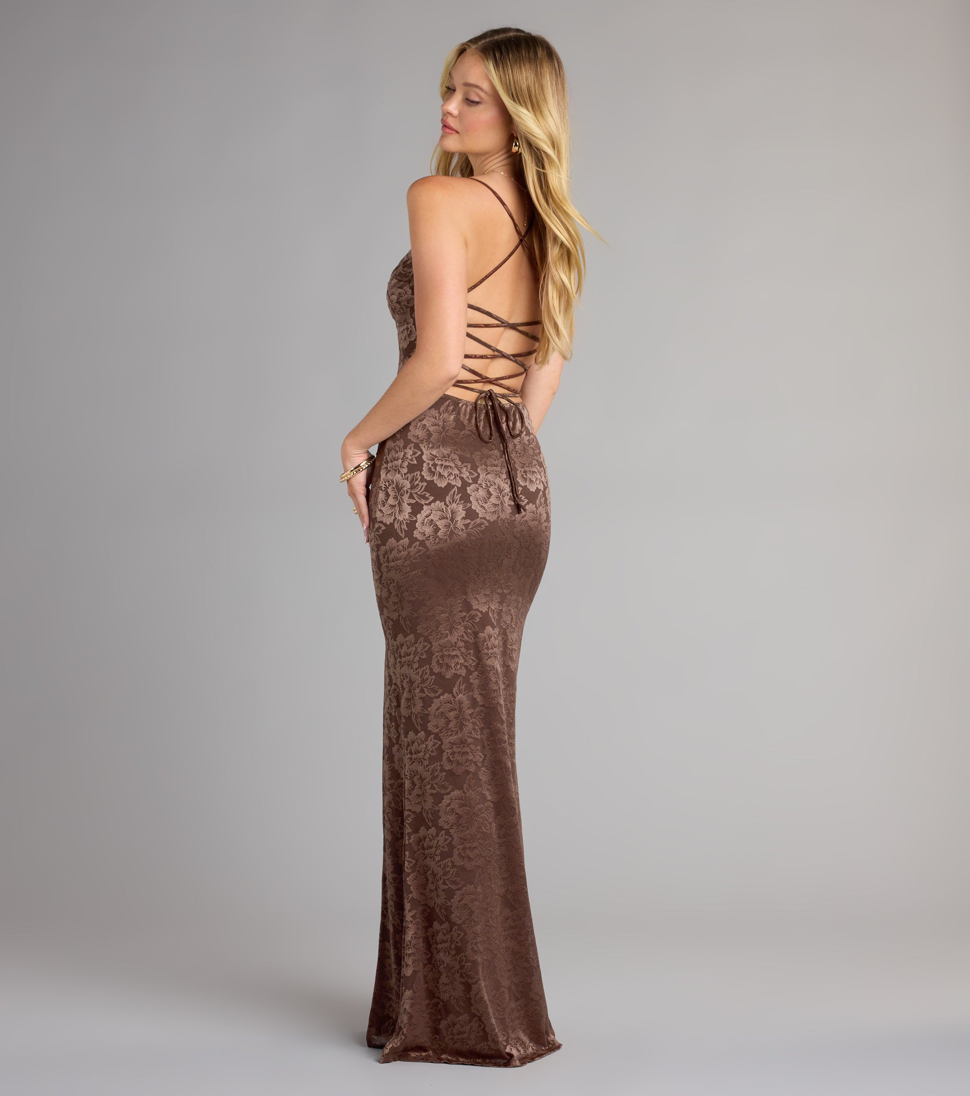 Kehlani Formal Floral Lace Slit Mermaid Dress