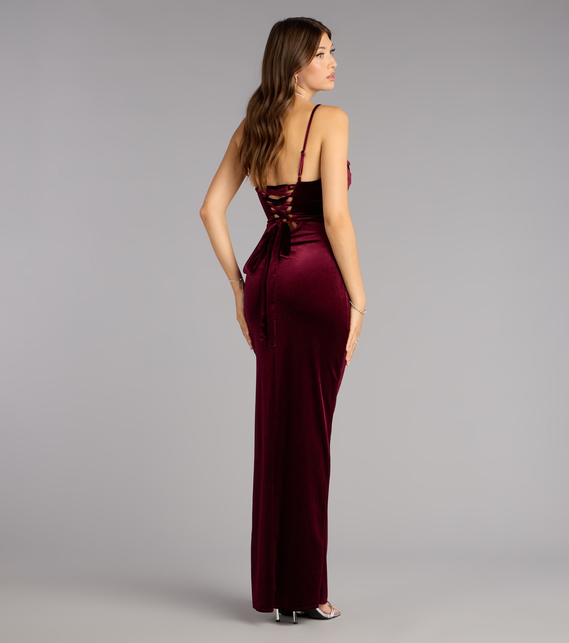 Sloane Velvet Lace-Up Column Dress