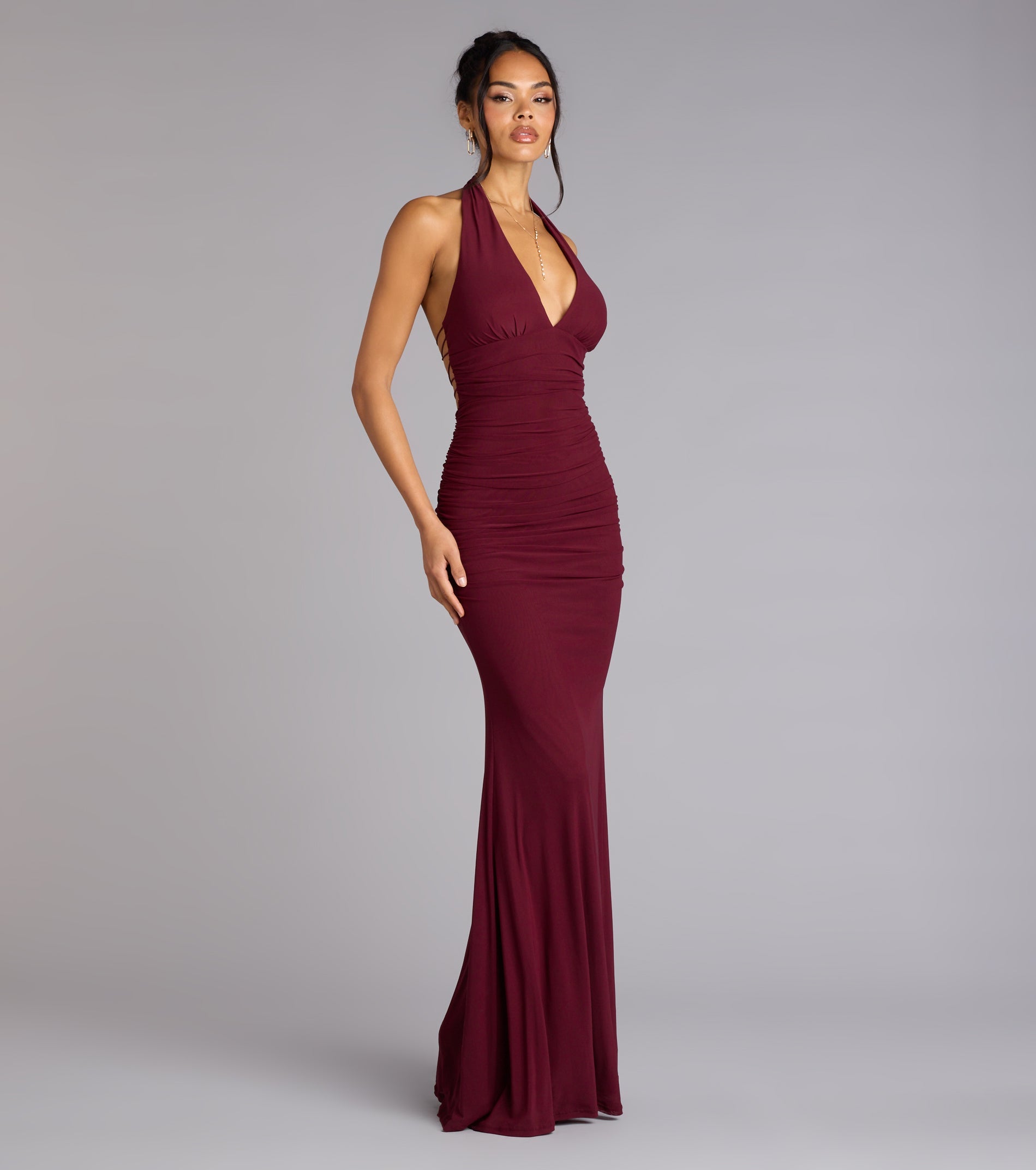 Juliana Mesh Strappy Back Formal Dress