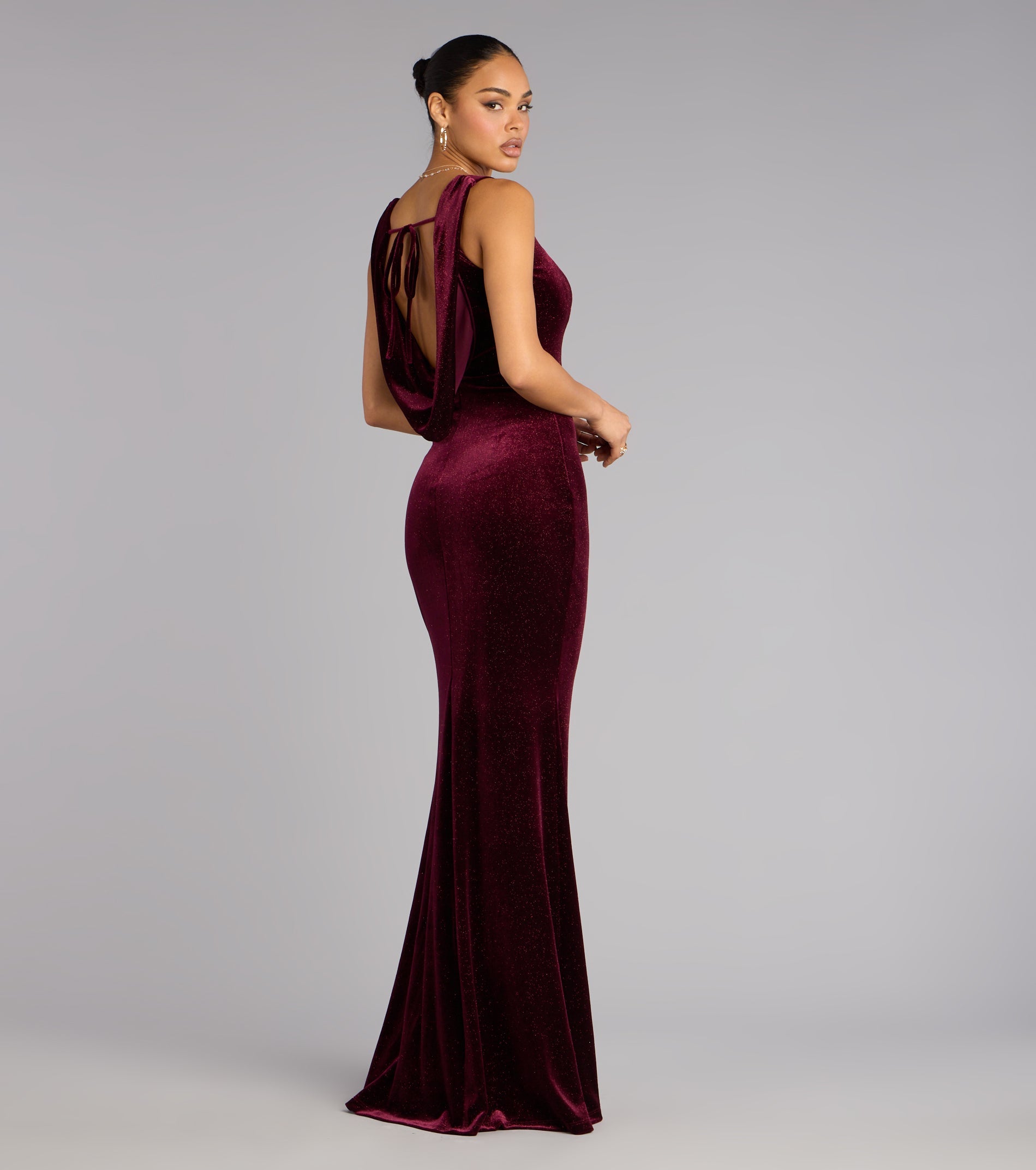Ria Glitter Velvet Mermaid Formal Dress