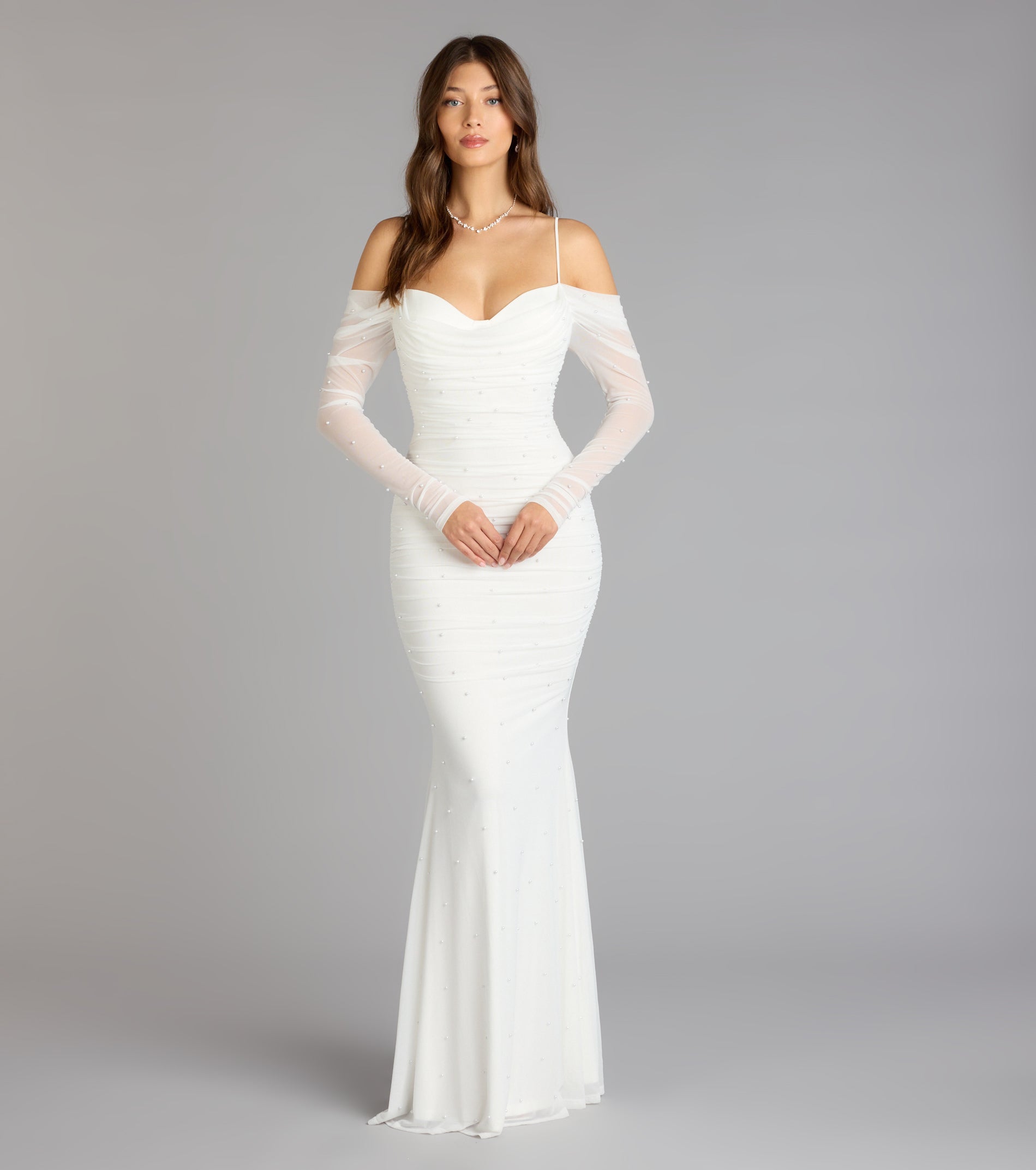 Lindsey Pearl Cold Shoulder Mermaid Formal Dress