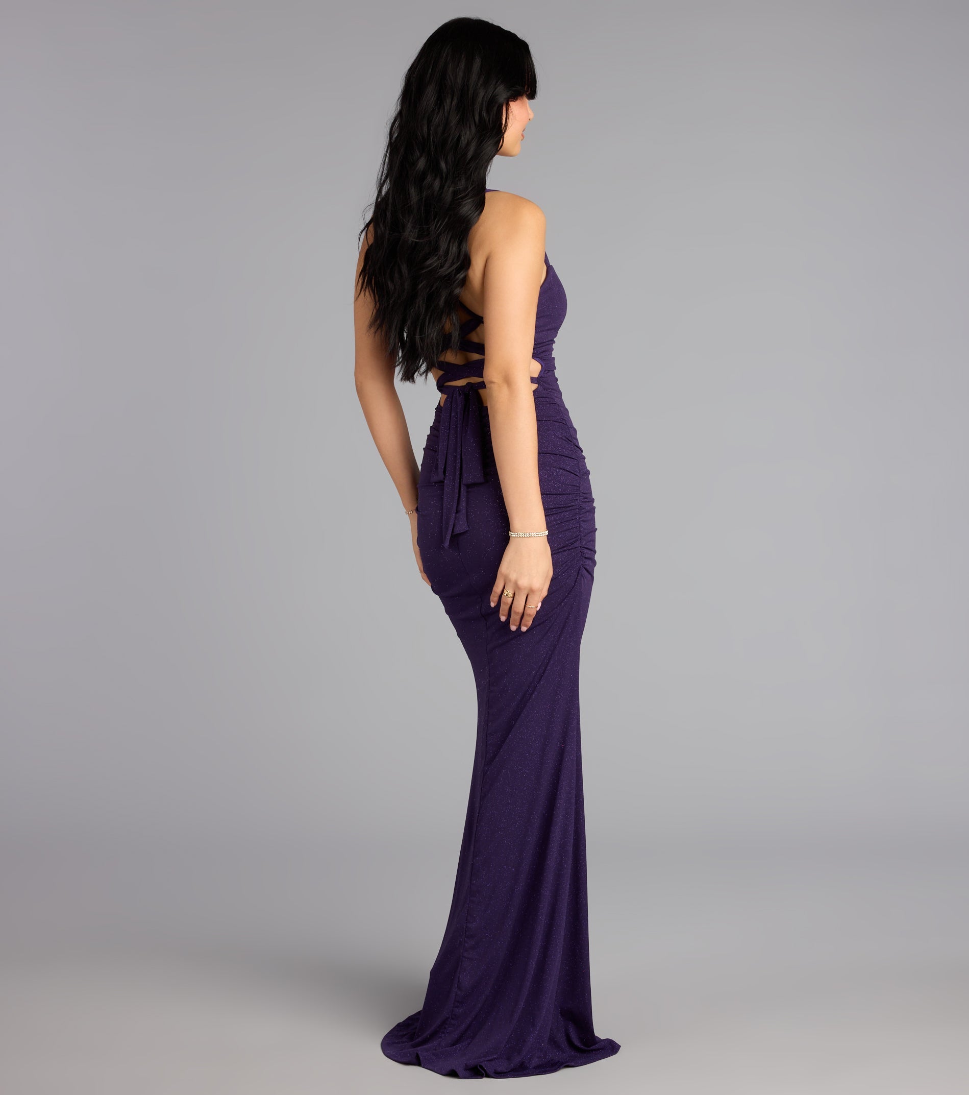 Tatiana Lace-Up Mermaid Glitter Formal Dress