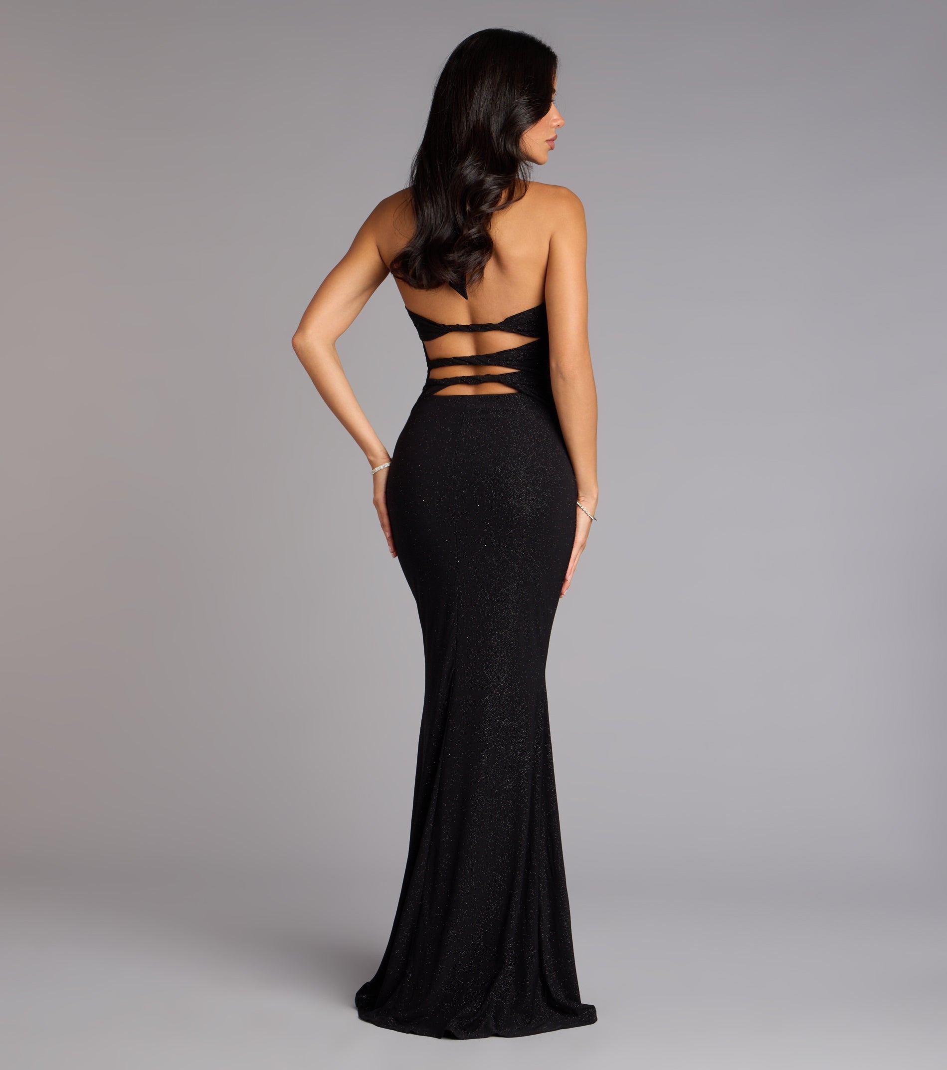Maribeth Glitter Strappy Back Mermaid Formal Dress