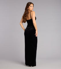 Shay Glitter Velvet Slit Formal Dress