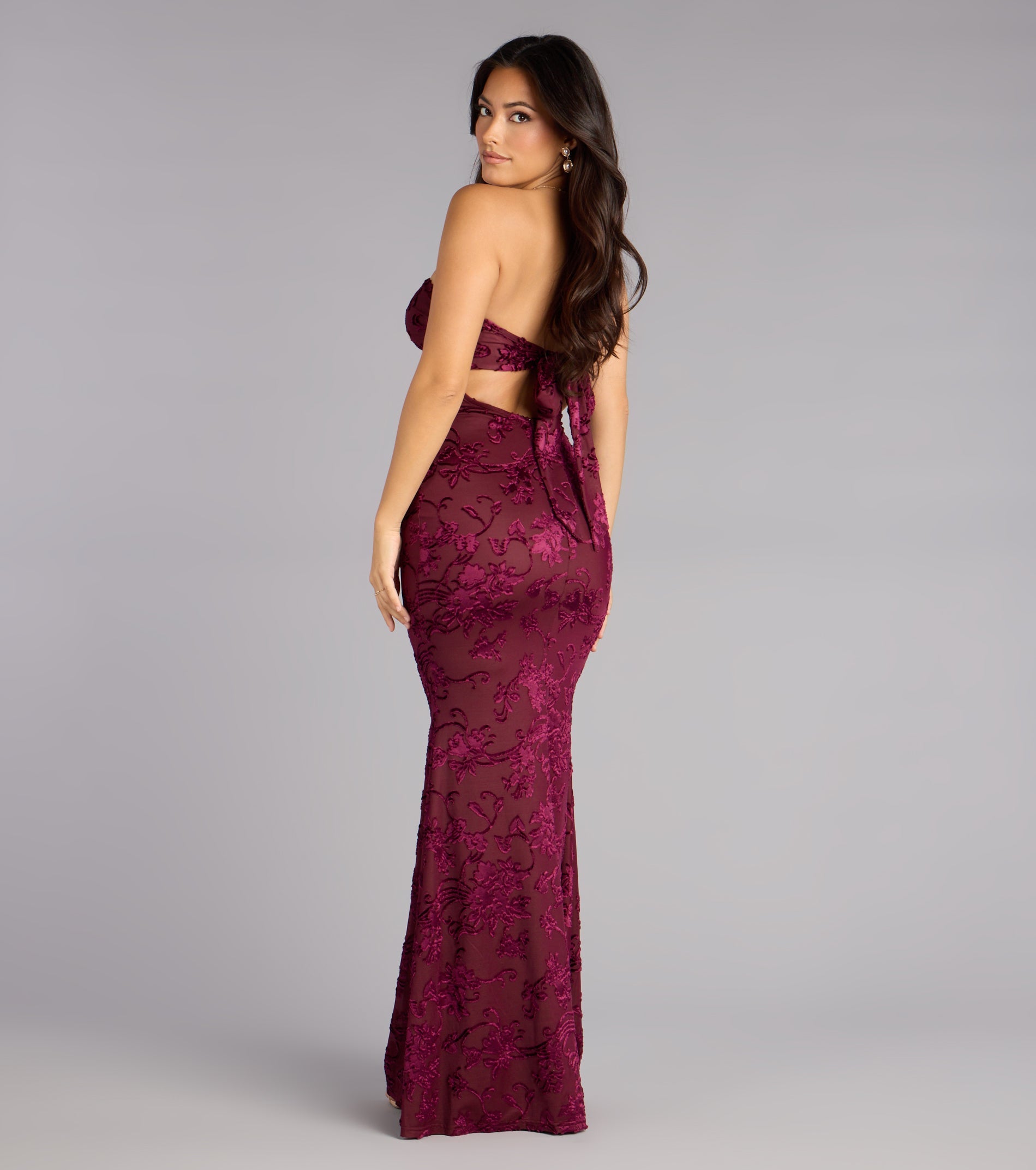 Kathy Velvet Flocked Mermaid Formal Dress