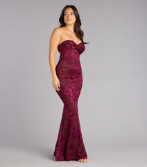 Kathy Velvet Flocked Mermaid Formal Dress