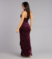 Candace Velvet Halter Ruffle Formal Dress