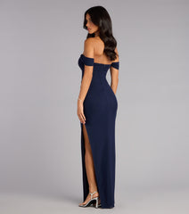 Kara Mesh Off-The-Shoulder Slit Formal Dress