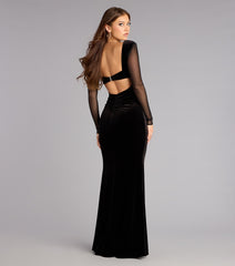 Penny Velvet Long Sleeve Mermaid Formal Dress