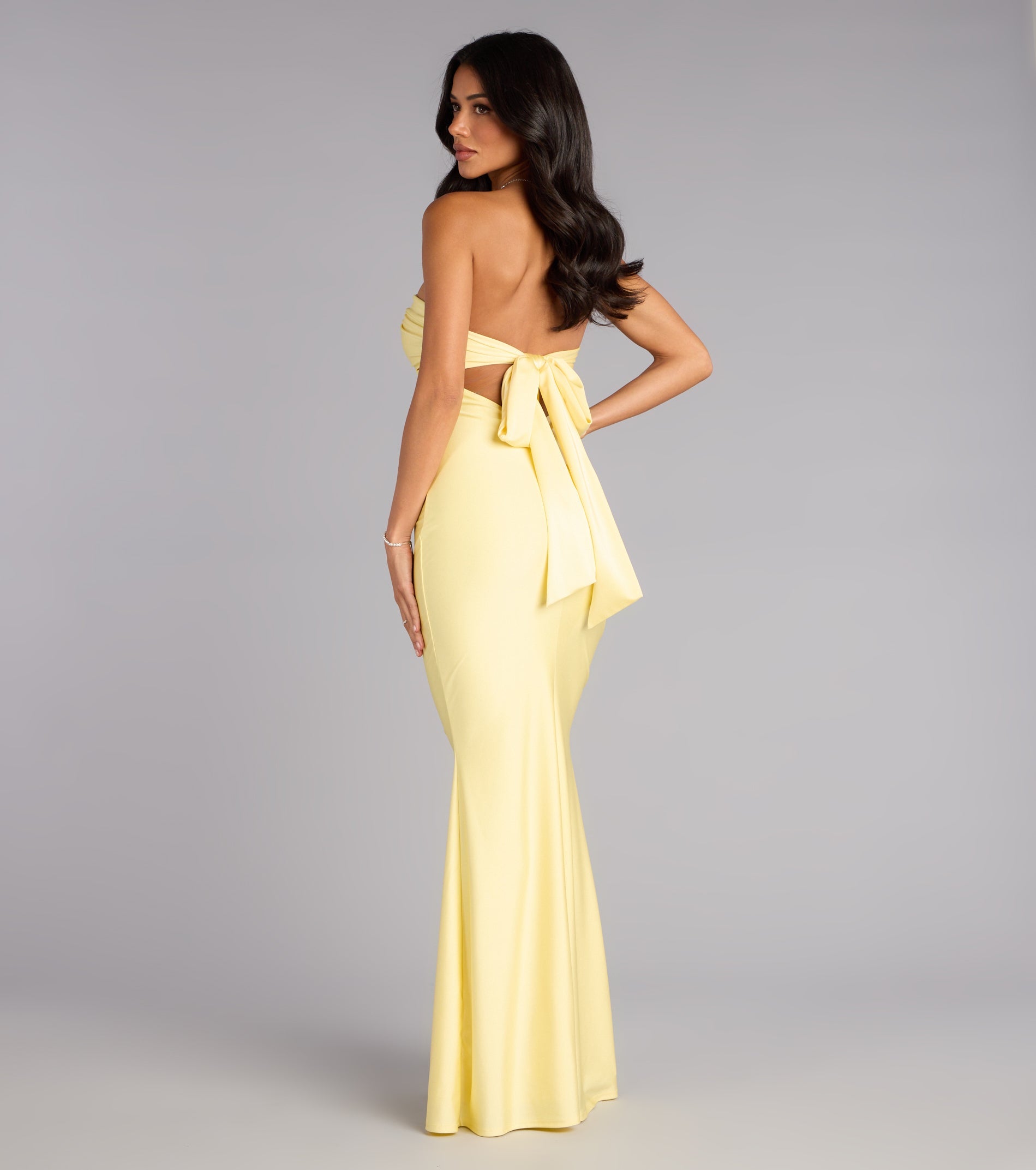Kimberly Strapless Tie-Back Mermaid Formal Dress