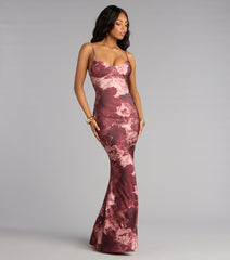 Leanne Floral Lace-Up Mermaid Dress